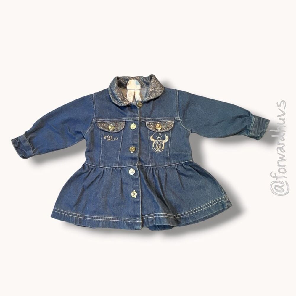 ☑️ Vintage 1998 Disney Babies Minnie Mouse Denim Dress 12 Months